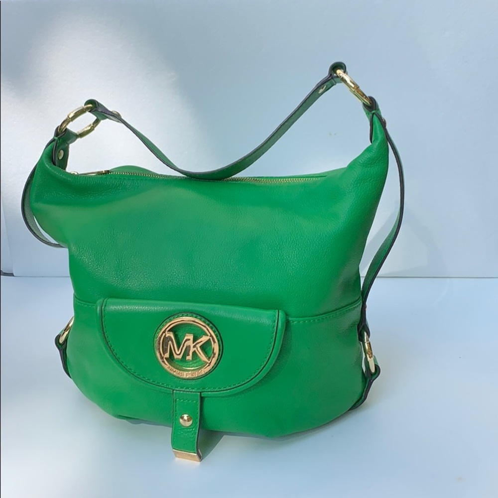 Michael Kors green leather bag